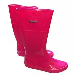 Furla Tall Rain Boots Women’s Size‎ 10.5 Pink Rubber Waterproof Gardening Preppy
